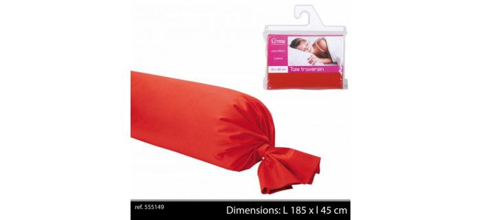 Taie Traversin 45 x 185 ROUGE Uni POLYESTER - taie traversin 2 personnes rouge -Taie traversin lit 2 places Uni Rouge