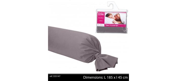 Taie traversin 2 personnes Taupe - Taie Traversin 45 x 185 Taupe Uni POLYESTER - taie de traversin pour lit 2 places 